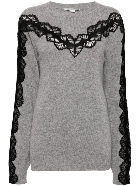 Lace Insert Long Sleeve Jumper