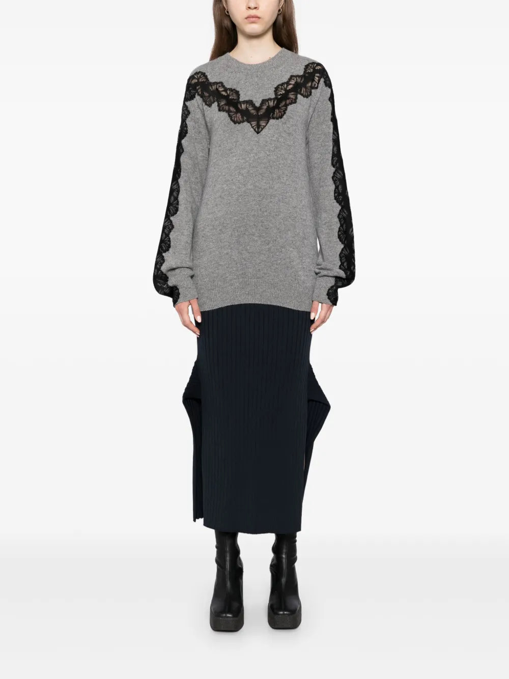 Lace Insert Long Sleeve Jumper