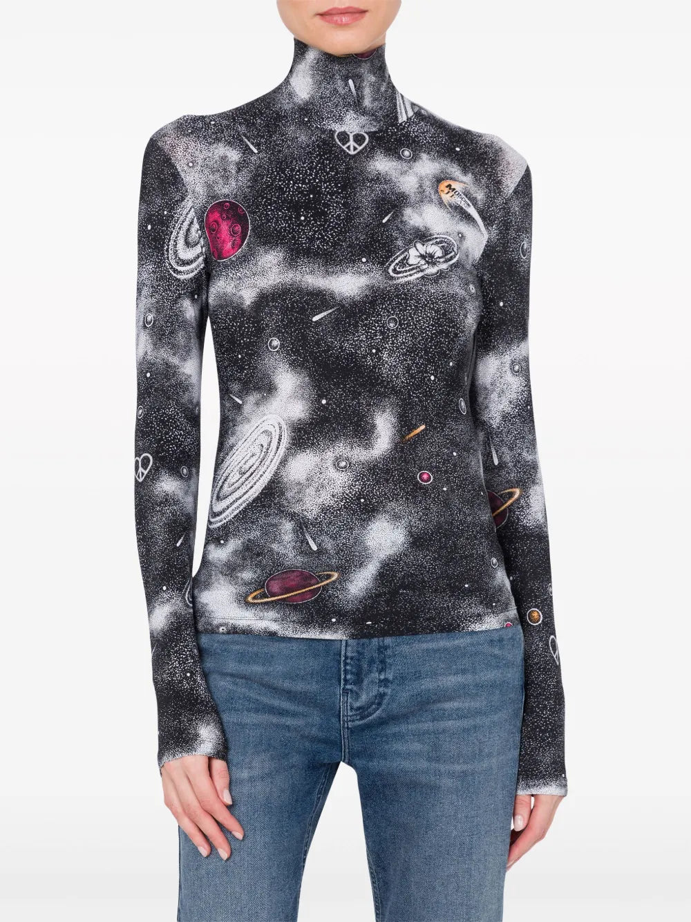 Floral-Print Roll-Neck Top