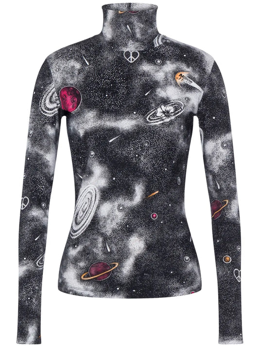 Floral-Print Roll-Neck Top