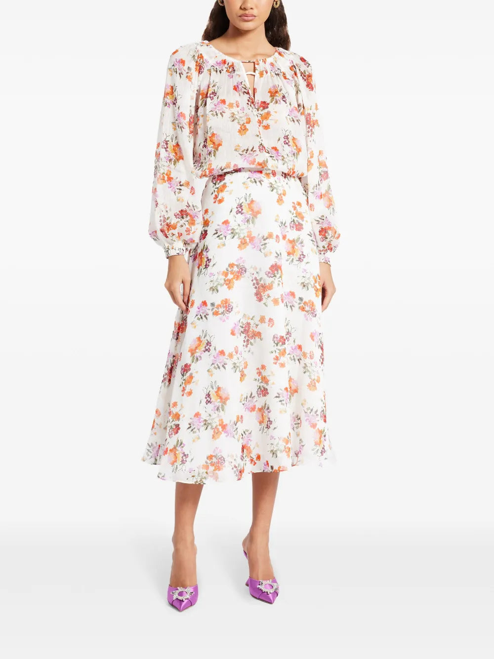 Floral-Print Midi Skirt