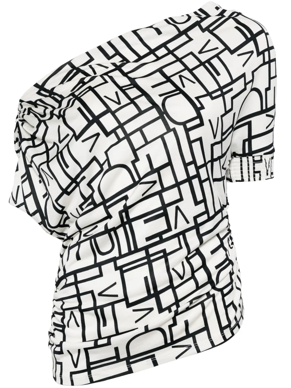 Percy All-Over Logo-Print One-Shoulder Top