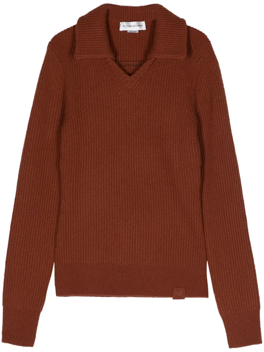 Spread-Collar Ribbed Jumper