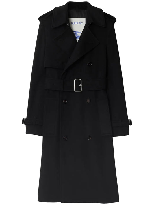 Notched-Lapel Cashmere Trench Coat