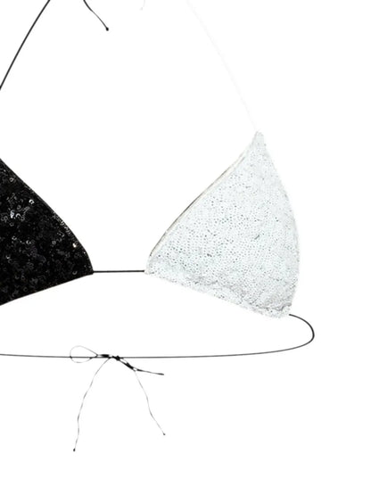 Sequin-Embellished Triangle-Cup Bikini