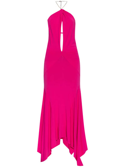 Halterneck Chain-Link Detail Maxi Dress