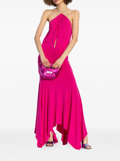 Halterneck Chain-Link Detail Maxi Dress