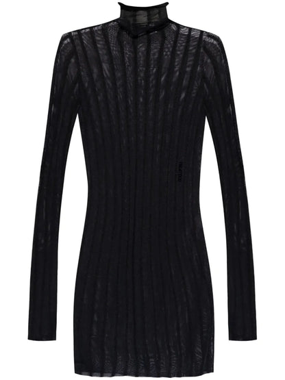 Semi-Sheer Roll-Neck Dress