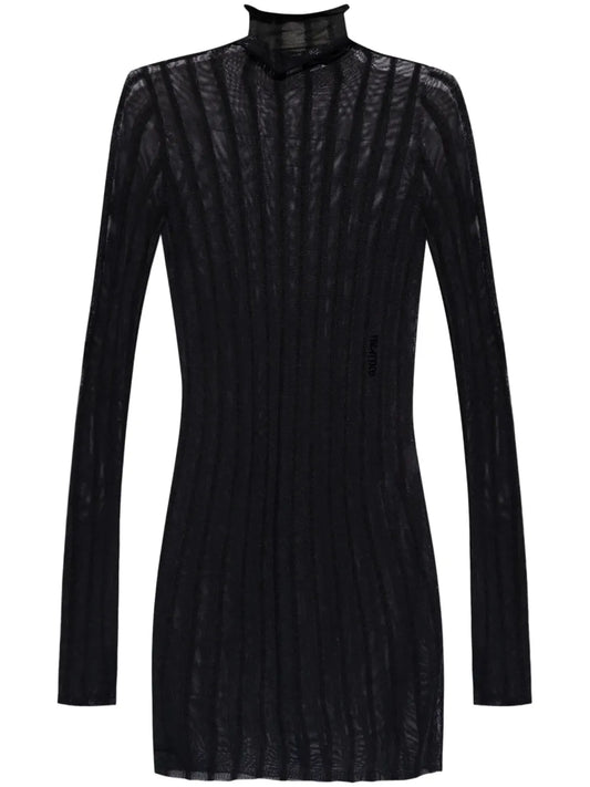 Semi-Sheer Roll-Neck Dress
