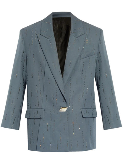 Rhinestone-Embellished Wool Blazer