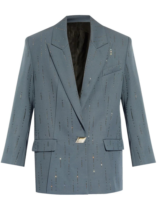 Rhinestone-Embellished Wool Blazer