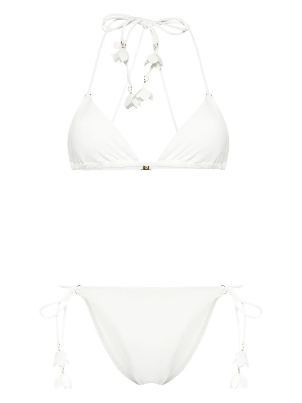 Floral-Appliqué Traingle Bikini