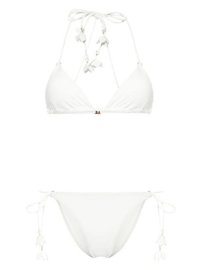 Floral-Appliqué Traingle Bikini