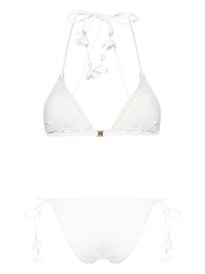 Floral-Appliqué Traingle Bikini