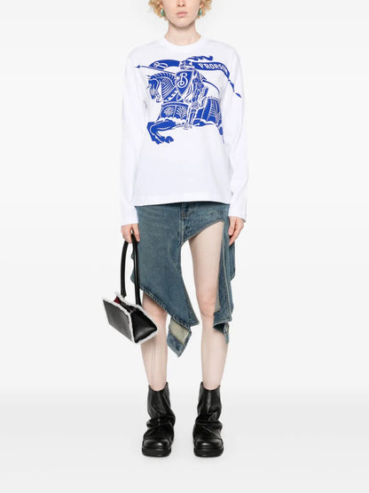 Equestrian Knight-Motif Cotton T-Shirt