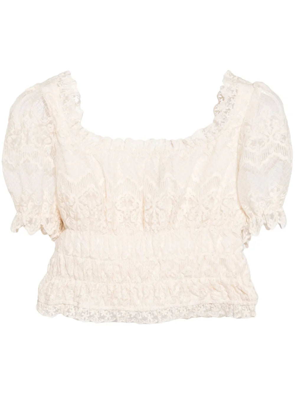 Floral-Lace Cropped Top