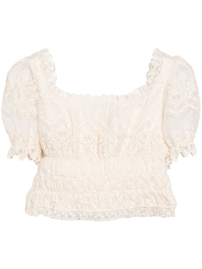 Floral-Lace Cropped Top