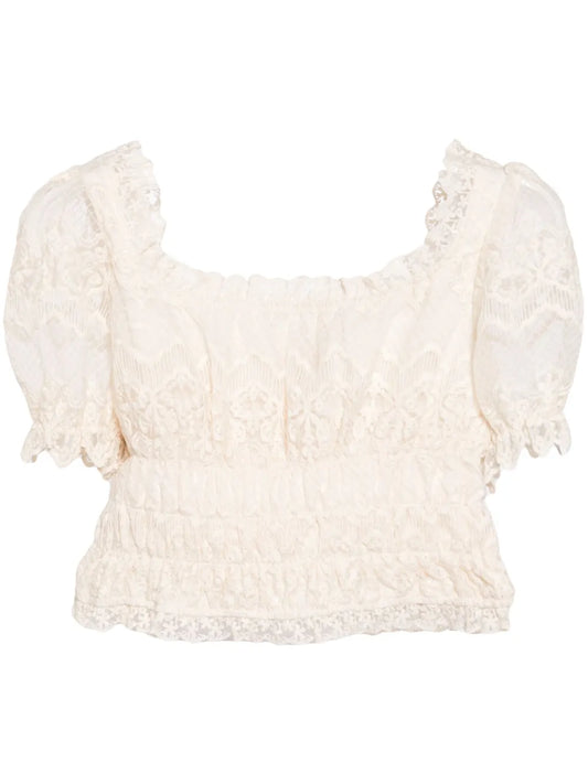 Floral-Lace Cropped Top
