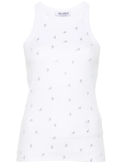Rhinestone-Logo Lettering Tank Top