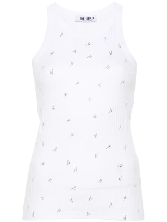 Rhinestone-Logo Lettering Tank Top