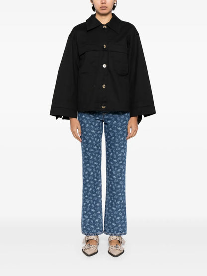 Knot-Detail Canvas Shirt Jacket