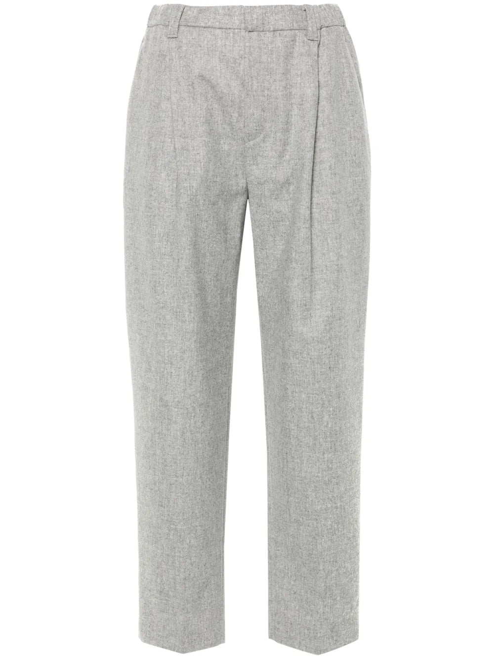 Mélange Pleated Tapered Trousers
