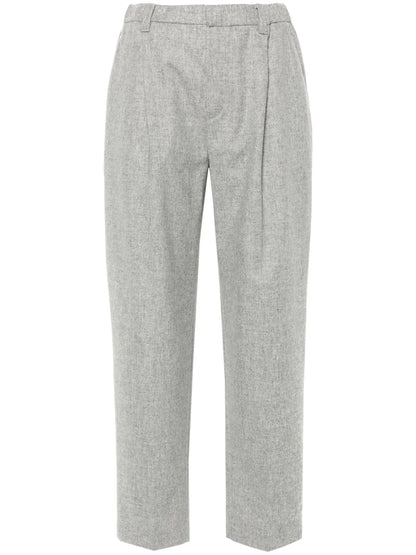 Mélange Pleated Tapered Trousers
