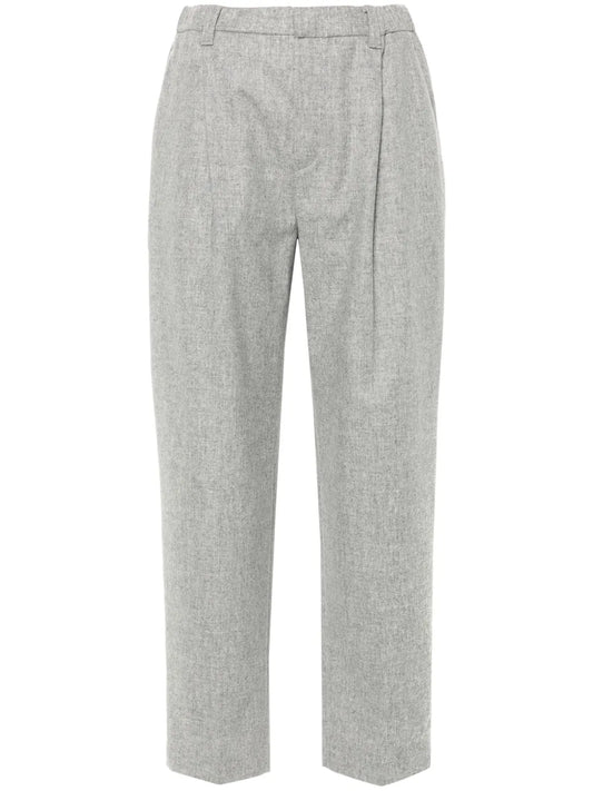 Mélange Pleated Tapered Trousers