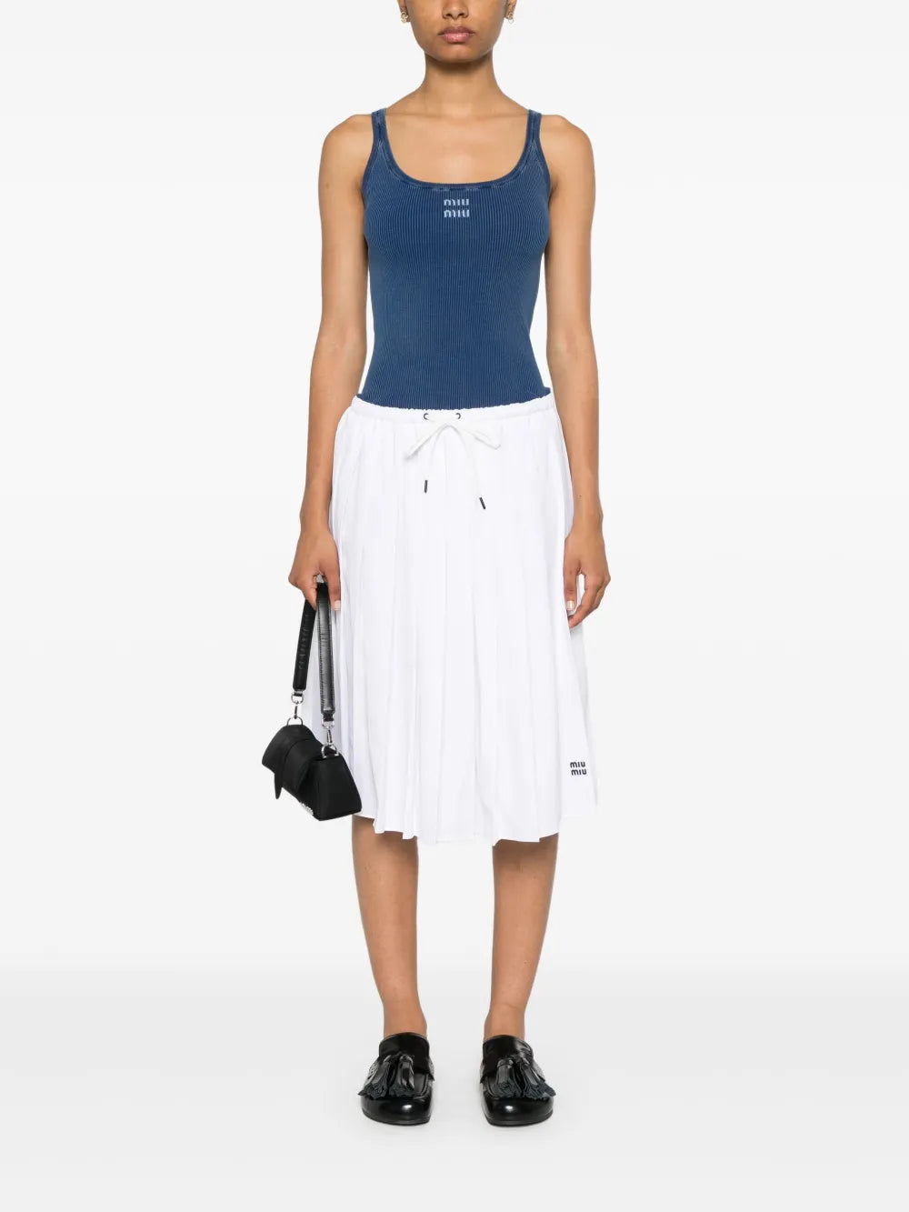 Embroidered-Logo Fine-Ribbed Top