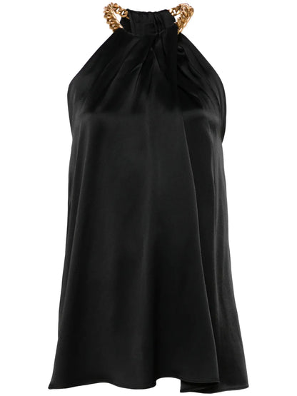 Chain-Link Halterneck Blouse