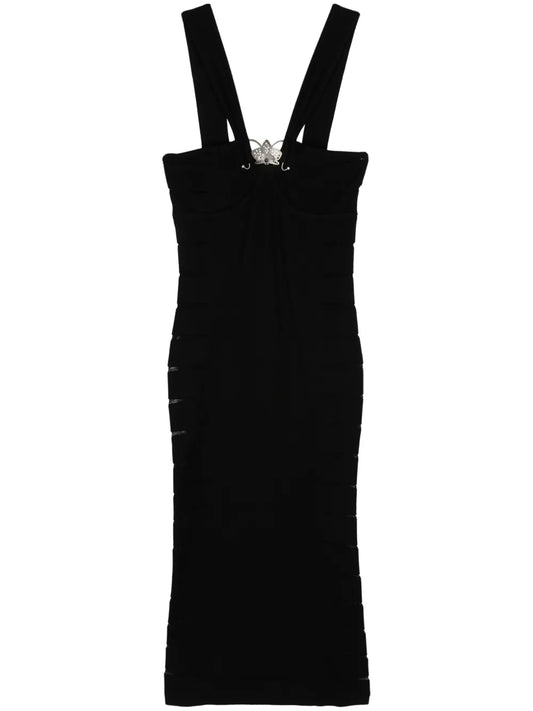 Sheer-Slits Knitted Midi Dress