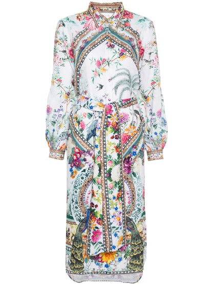 Floral Linen Midi Dress