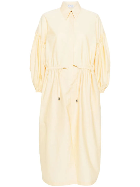 Balloon-Sleeve Shirt Maxi Dress