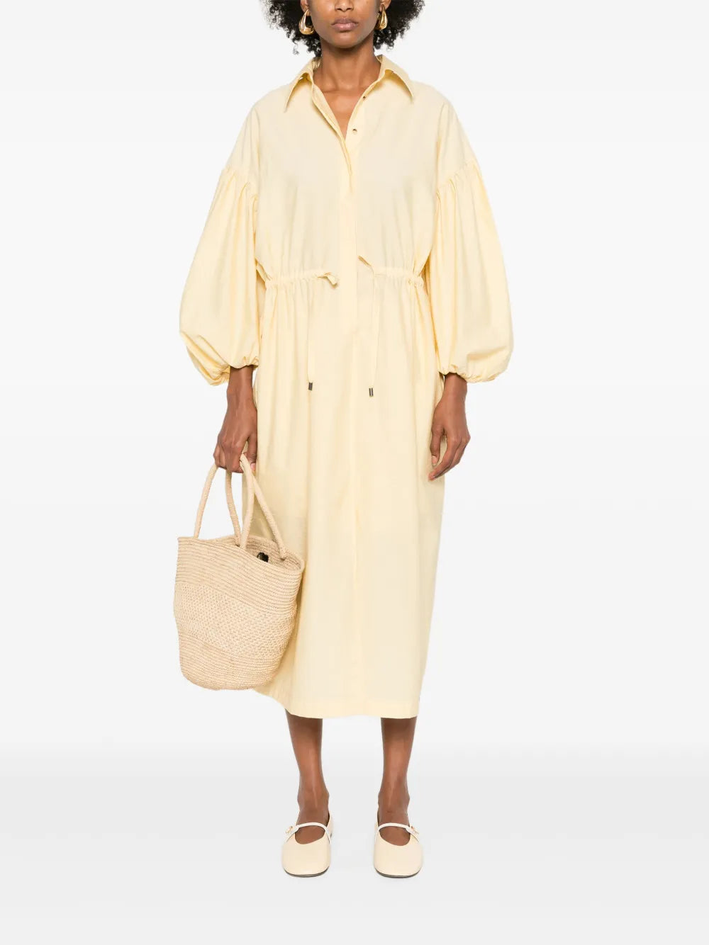 Balloon-Sleeve Shirt Maxi Dress