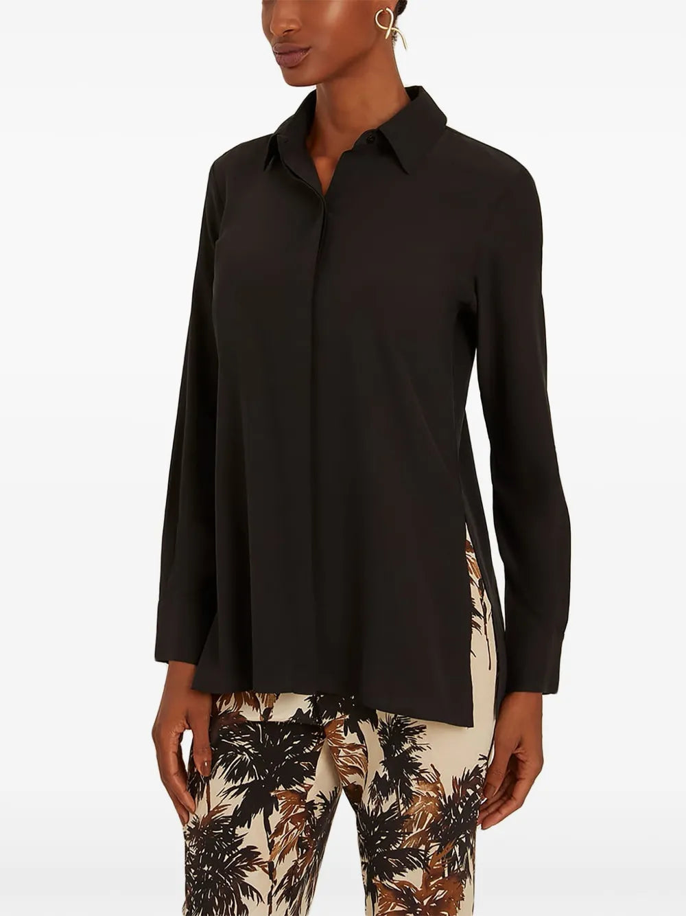 Side-Slit Silk Shirt