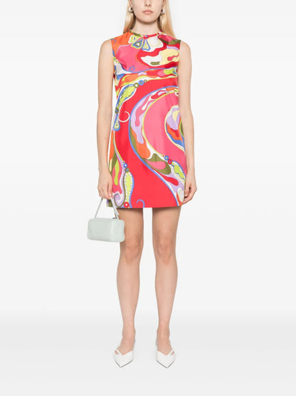 Orchidee-Print Silk Mini Dress