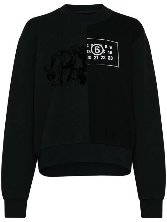 Numbers-Motif Cotton Sweatshirt