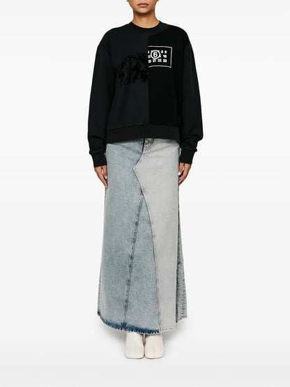 Numbers-Motif Cotton Sweatshirt