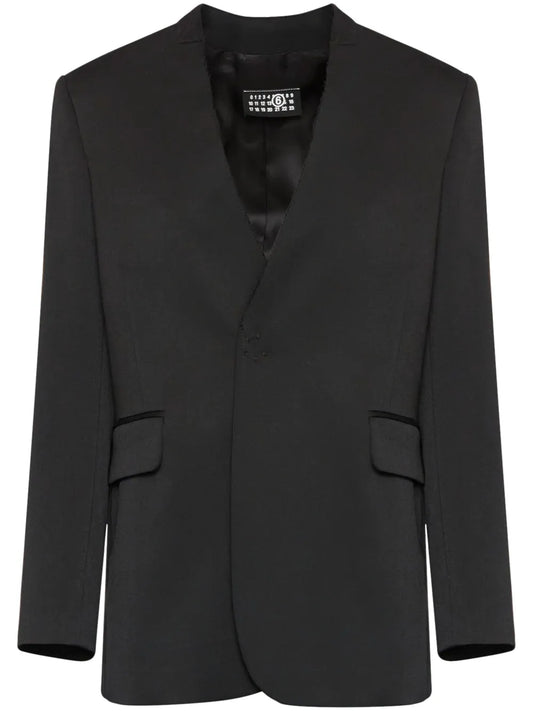Collarless Single-Breasted Blazer
