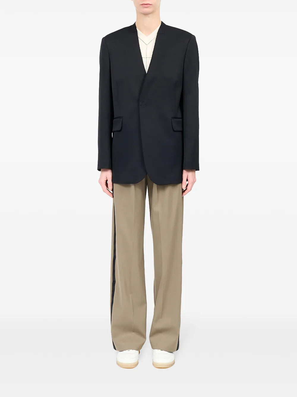 Collarless Single-Breasted Blazer
