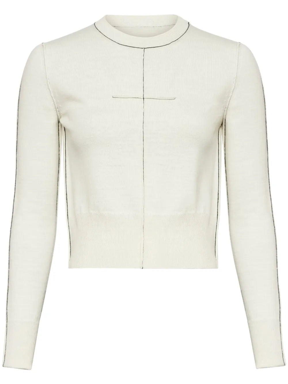 Contrasting-Border Crew-Neck Jumper