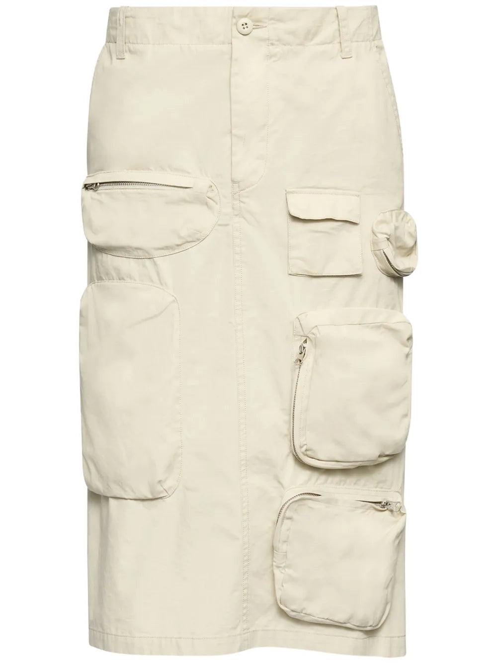 Cotton Gabardine Midi Cargo Skirt
