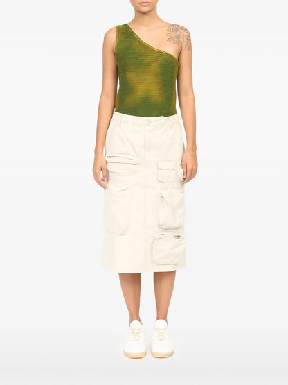 Cotton Gabardine Midi Cargo Skirt