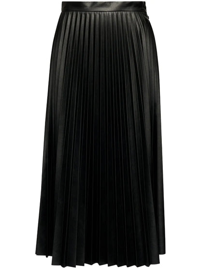 Pleated Faux-Leather Midi Skirt