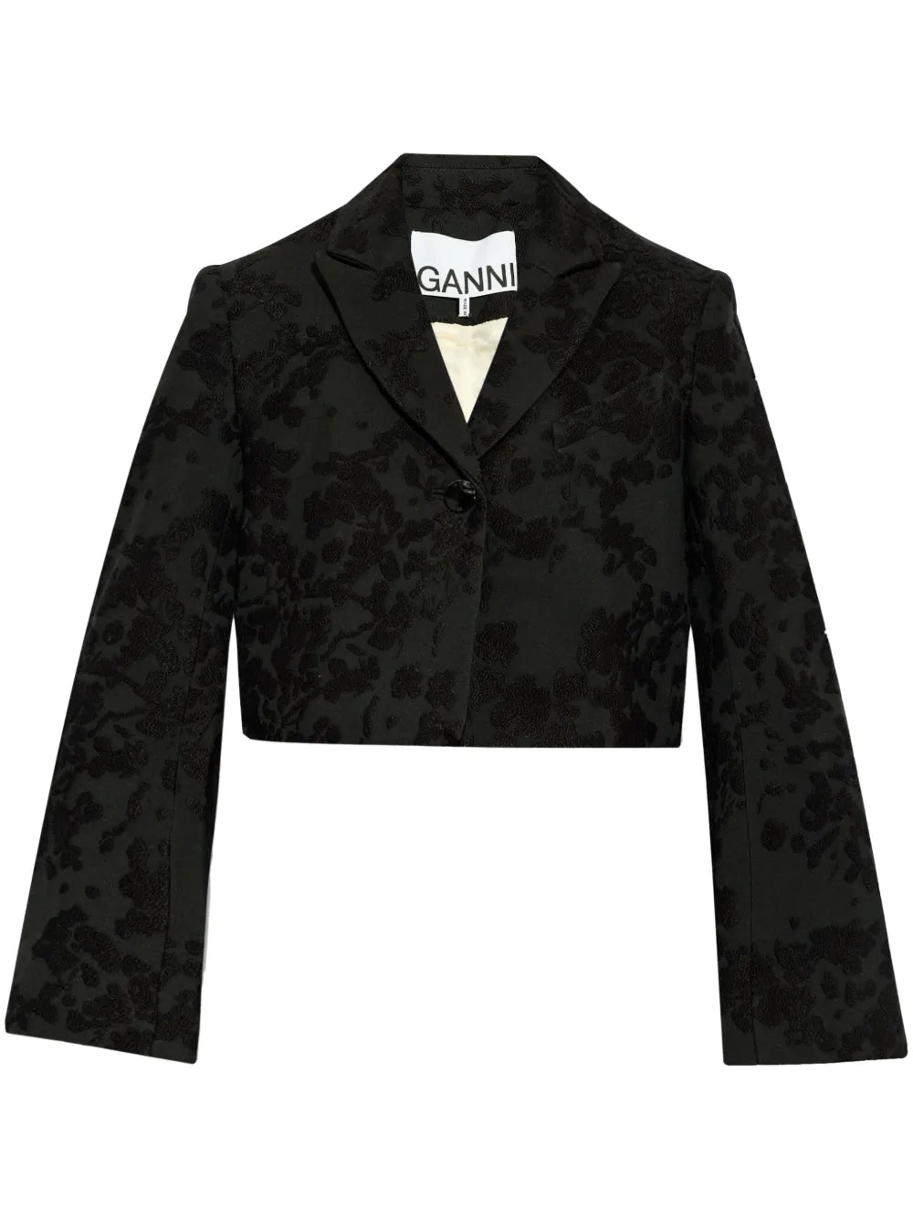 Floral-Embroidered Cropped Blazer