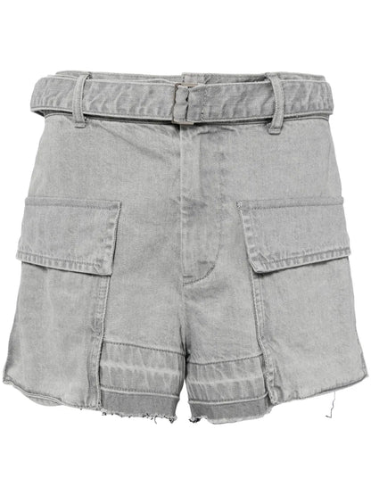 Belted Cargo Denim Shorts
