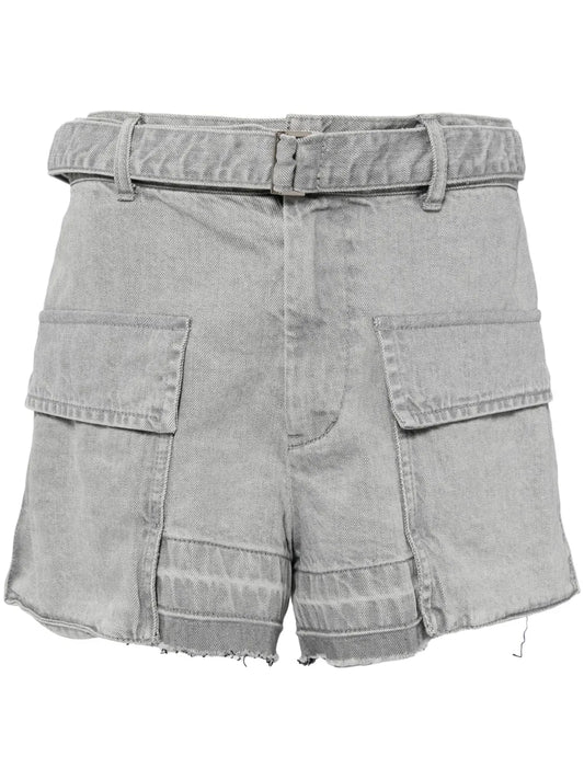 Belted Cargo Denim Shorts