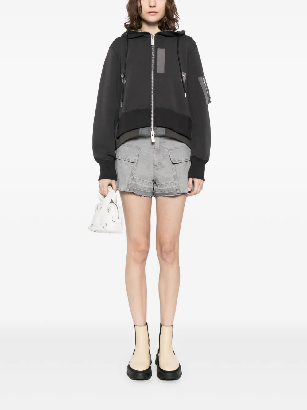 Belted Cargo Denim Shorts