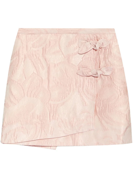 Bow-Detailing Cloqué Skort