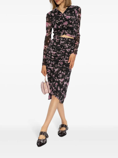 Floral-Print Pencil Skirt